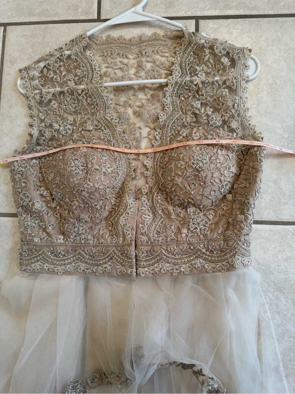 Gold/Cream Ridhi Mehra Lehenga with Deep V Bodice - Picture 7 of 16